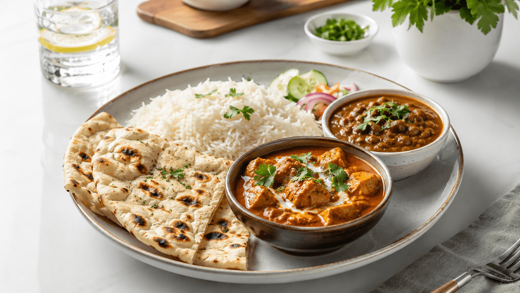  A heavy Indian lunch plate filled with white rice and curries causing afternoon sleepiness